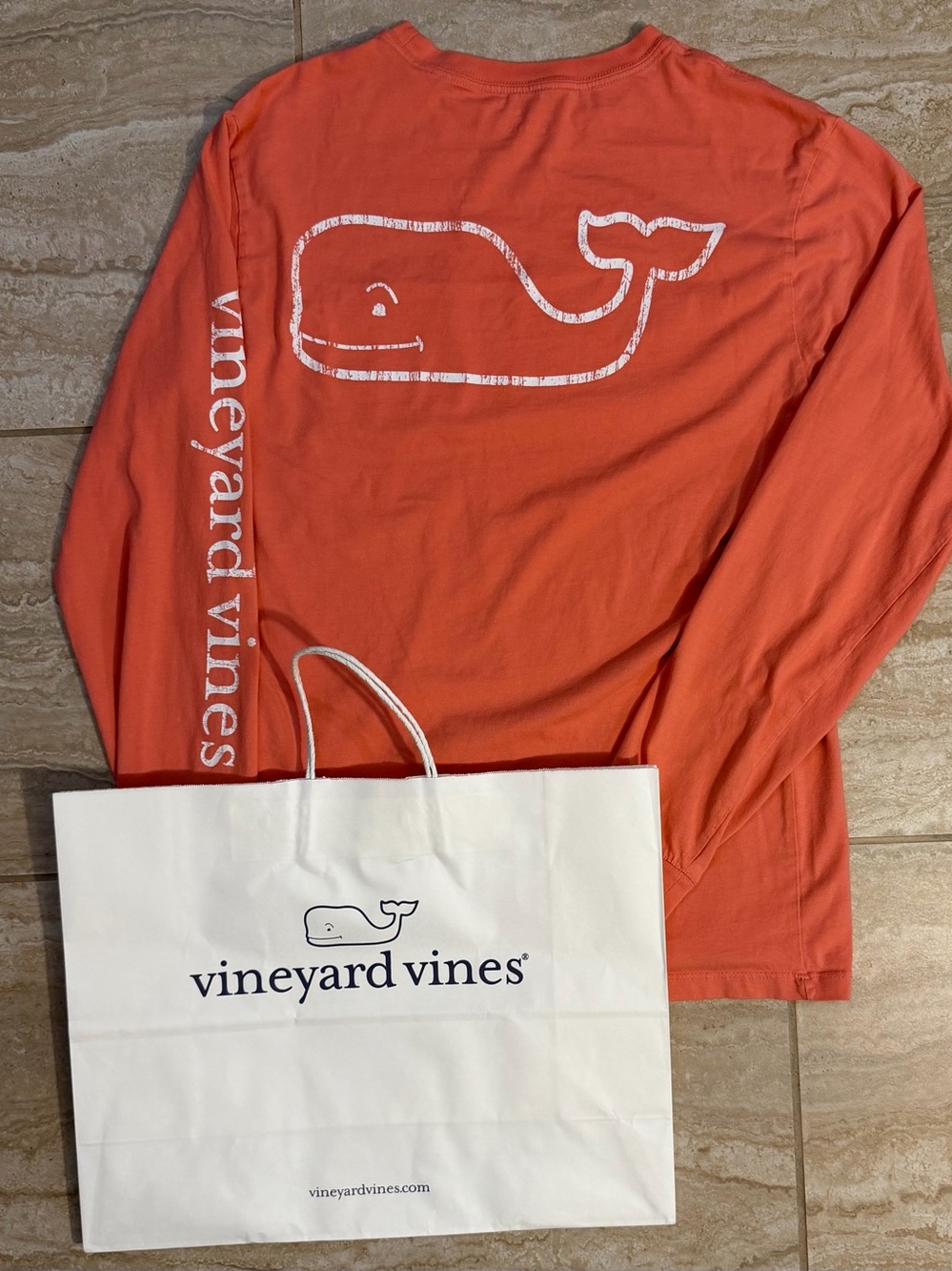 Vineyard Vines Coral Whale Long-Sleeve Shirt